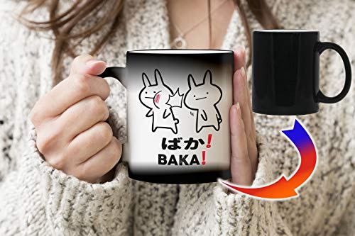Funny Anime Baka Rabbit Slap Shirt Baka Japanese Température de magie noire couleur changeante tasse de 330 ml Mug Cup