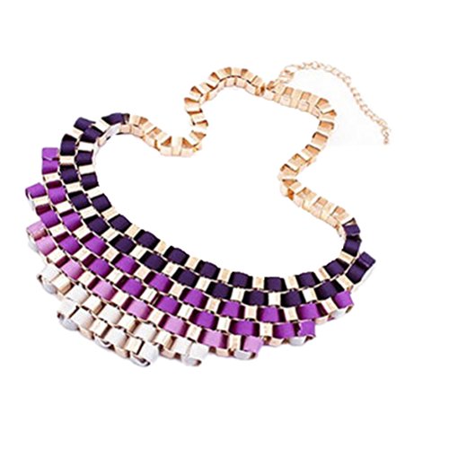 Bohemian Lady Bubble Bib Hot Party Statement Colorful Weave Ribbon Necklace