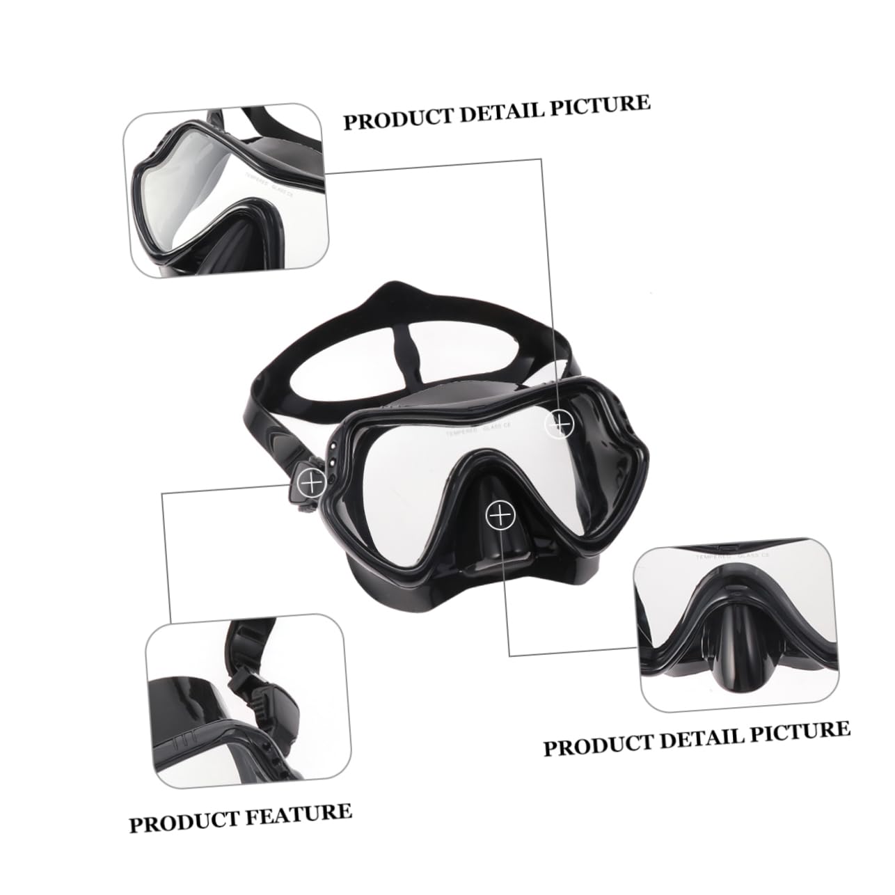 WOONEKY maschera subacquea e da uomo per uomo coperture per il viso da uomo abito da uomo snorkeling maschera subaquea maschere da snorkeling Black