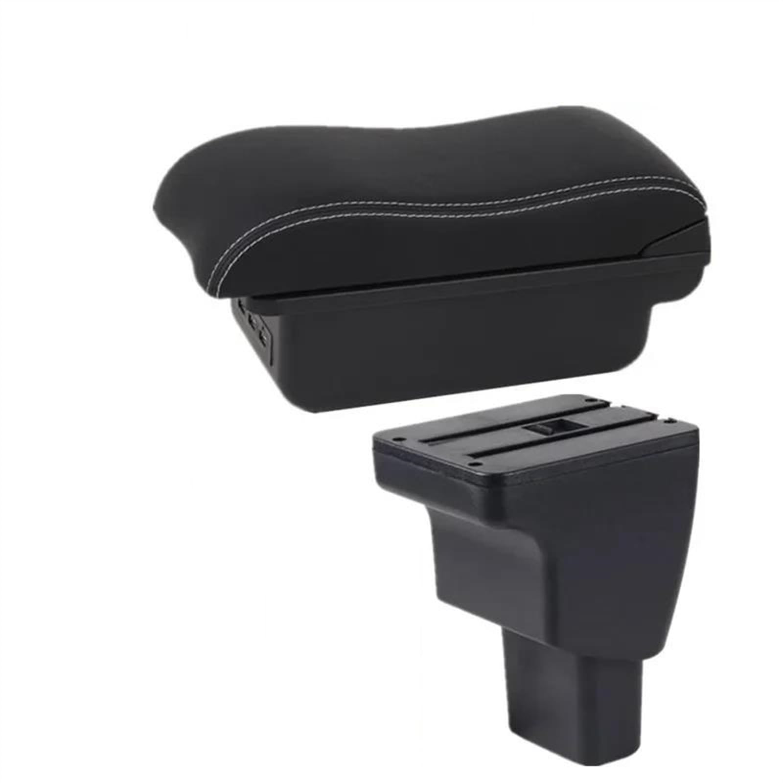 NMJLQW Storage Rack Car Interior Accessories Center Console Storage Box Multifunctional Armrest Storage Box For Hyundai I10(B2 white line 3USB)