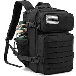 Equipo De Gimnasio Multifuncional QT&QY Mochila táctica militar de 25L para hombres, con corte láser Molle, mochila de supervivencia pequeña, bolsa de gimnasio, mochila con soporte para dos tazas y para uso diario