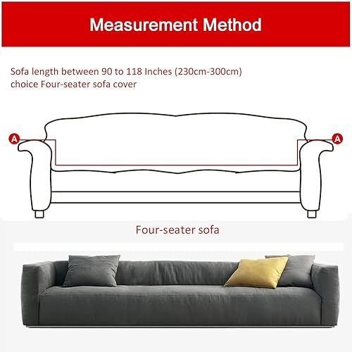 Miniatura 7 de ele ELEOPTION Funda para sofá de 4 plazas, funda de sofá de tela elástica para sofá seccional, protector para muebles en movimiento, sala de estar