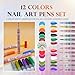 J NewJayson 12 Colors Nail Art Pens Set, 0.7 MM Drawing Painting Dotting Point Liner Nail Polish Pens Nail Art Markers for DIY Nail Art Beauty Manicure Tools