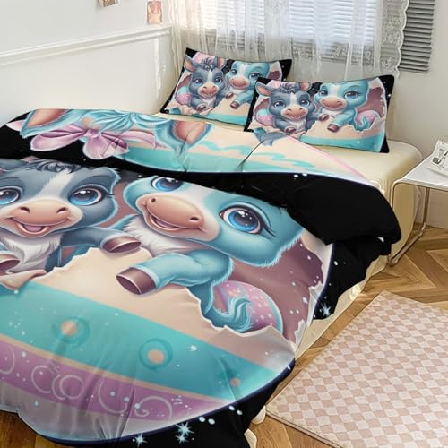 XBCLLVY Donkey Easter Egg Comforter Set 86