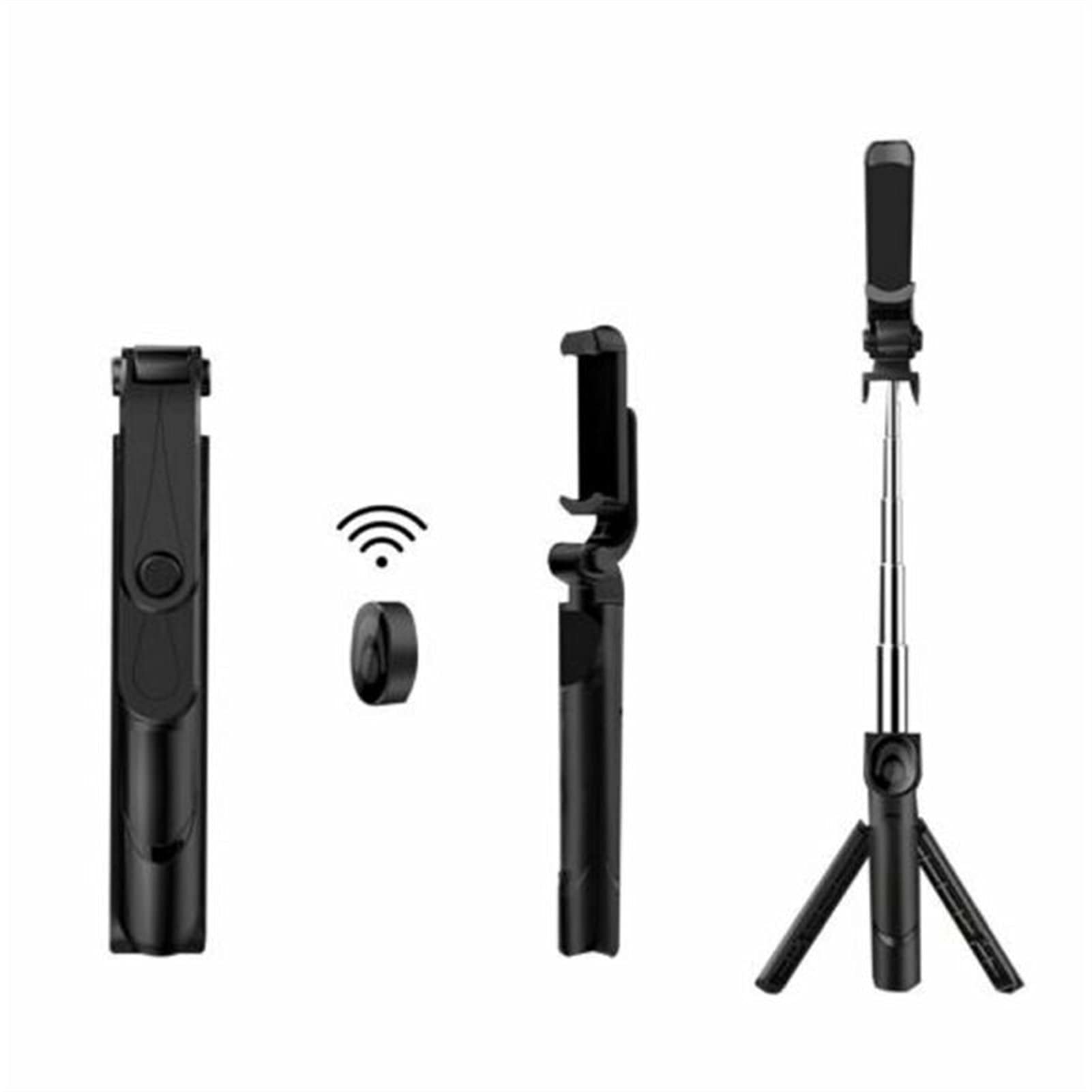 SCRUBY 2021 4 w 1 Bluetooth Selfie Stick Statyw Selfie Stick z bezprzewodowym pilotem i statywem (czerwony)