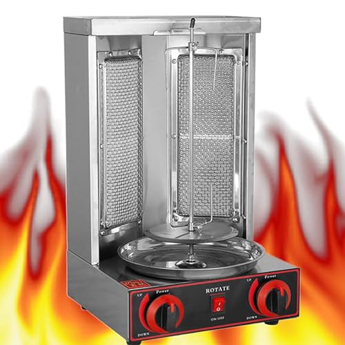 Máquina Para Asar, Máquina De Cocción De Pollo Shawarma Con 2 Quemadores, Pollo De Engorde De Vertical, Para Restaurante, Salón, Cocina - 3000 W(Silver)