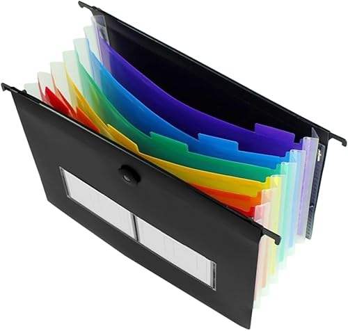 FOME - Carpetas colgantes expansibles, organizador de archivos de acordeón de plástico, organizador de archivos de acordeón de gran capacidad,