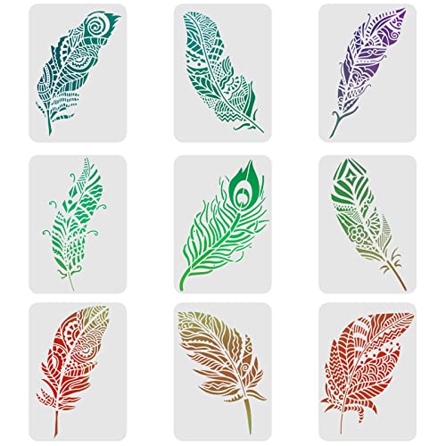 FINGERINSPIRE Mandala-Feder-Schablonen, 9 Stück