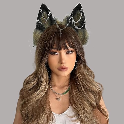 Image of VIGVAN Handmade Wolf Fox Ears Animal Cosplay Cute Head Accessories for Halloween