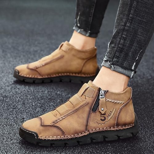 Matufit Men's Leather Waterproof Non-Slip Loafers with Side Zipper2