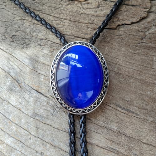 Image of Turquoise Agate Granite BOLO Tie for Men Women Leather Wedding Necklace Western Cowboy Necktie