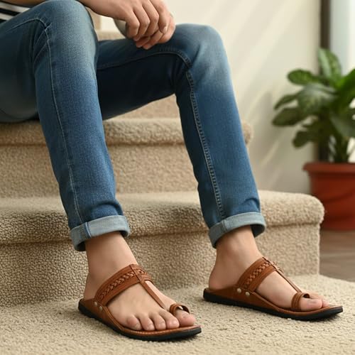 Image of DFR Ethnic Sandals For Boys Men, Comfortable Men's Rajasthani Slipper Chappals
