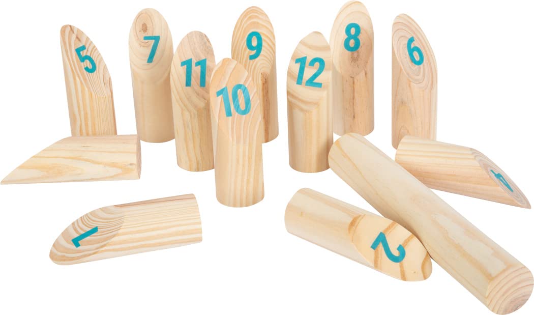 small foot Jeu des Vikings Kubb avec Chiffres « Active » en Bois, Jeu de Plein air pour Toute la Famille, 12402