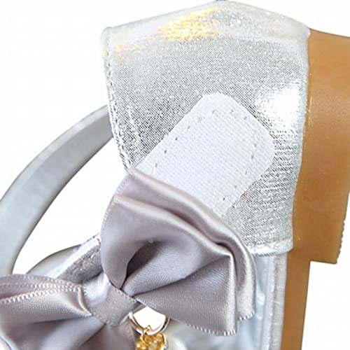 Girls Wedding Sandals Children's Girls Crystal Dress Shoes Glitter Princess Sandals Children's Sandals Spring Summer (Silver-1, 2 Big Kids)4