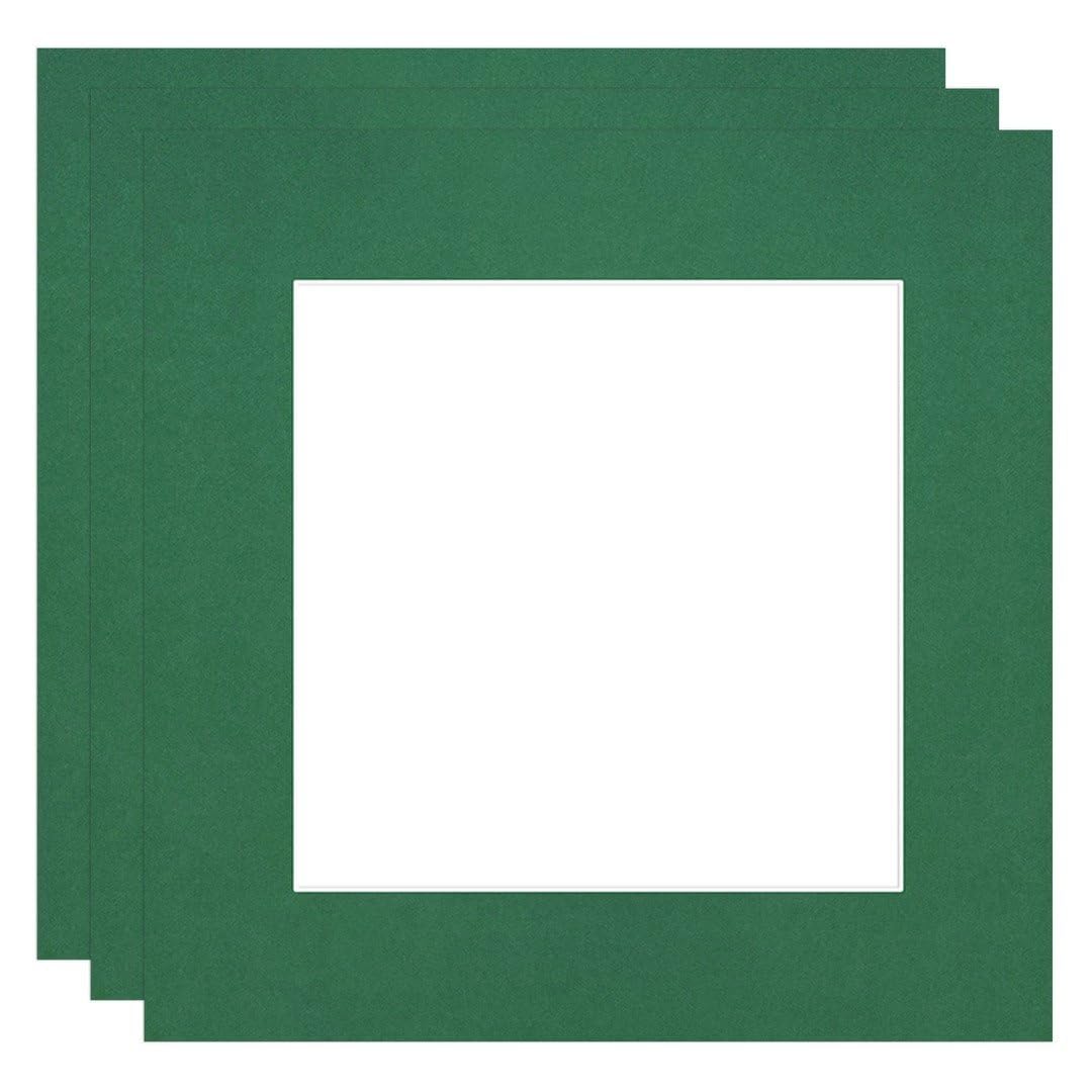 Procut Global 6x6" Emerald Picture Mounts to Fit 4x4" Aperture - Precision Cut Cardboard Photo Mount - Ideal for Frames, Prints, Artwork & Certificates - Sizes & Colours Available - 3 Pack