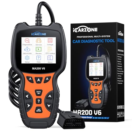 ICARZONE MA200 V6 Valise Diagnostic Auto 6 Réinitialisation, Diagnostic Voiture pour Benz/Land Rover/Porsche/BMW/Volvo/V.A.G, Tous Les Systèmes,OBD2...