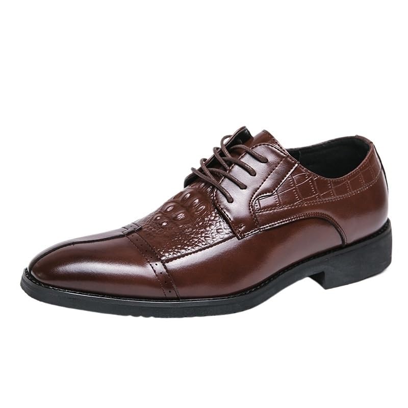Dress Oxford Formal Shoes for Men French Leather Casual Anti-Slip Slip Resistant Rubber Sole Shoe Prom Cap Toe Design Vintage Lace Up