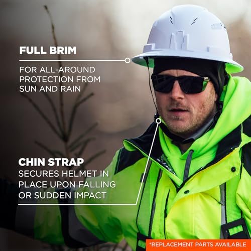 Image of Ergodyne 8964 Full Brim Safety Helmet, Type 2 Class C Hard Hat with Chin Strap, Adjustable Venting, ANSI /ISEA Z89.1-2014