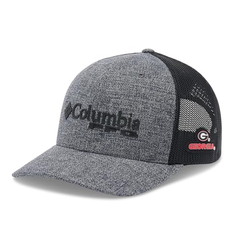Columbia Unisex Collegiate PFG Mesh Snap Back Ball Cap UGA - Grill Heather/Black One Size