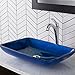 KRAUS Rectangular Blue Glass Vessel Bathroom Sink, 22 inch GVR-204-RE