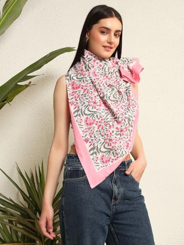 Image of Ravaiyaa - Attitude is everything Sanganer Hand Block Printed Scarves Pure Cotton Scarf Square Hijab Dupatta 40 inch X 40 inch Inch