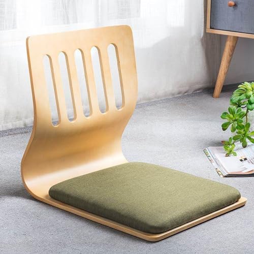 Silla japonesa de suelo sin patas, taburete de meditación, silla de salón de madera para bahía, cómodo sofá de lectura y TV, 46 x 36 x 42 cm, diseño de ahorro de espacio
