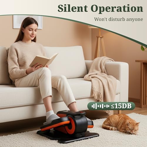 Under Desk Elliptical Machine, Portable Seated Pedal Exerciser with Remote Control, 3 Modes & 12 Adjustable Speeds, Quiet Fully Assembled Electric Leg Exerciser for Seniors Home Office - Image 4