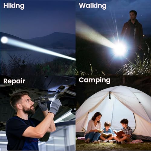 Hoxida Rechargeable Flashlights 2 Pack, 6 Modes Zoomable Powerful Tactical Linternas with LCD Digital Display, Super Bright High Lumens Handheld Magnetic Flashlights for Home Emergencies Camping - image 9