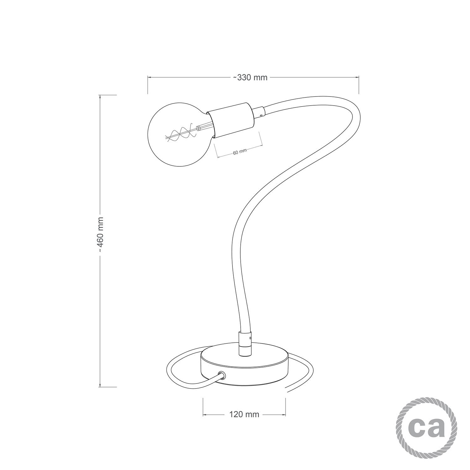 creative cables Table Flex - Lámpara de mesa articulada con luz difusa (sin bombilla, bronce satinado)
