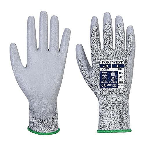 Portwest A620 Comfort LR Cut PU Palm Glove Grey, Small