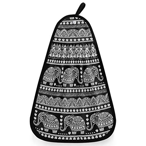 Visesunny Bohemian Style Elephant Black Kitchen Dish Towel With Hanging Loop Absorbent Hand Towel For Bathroom Cleaning And Drying Washcloth #TOP4