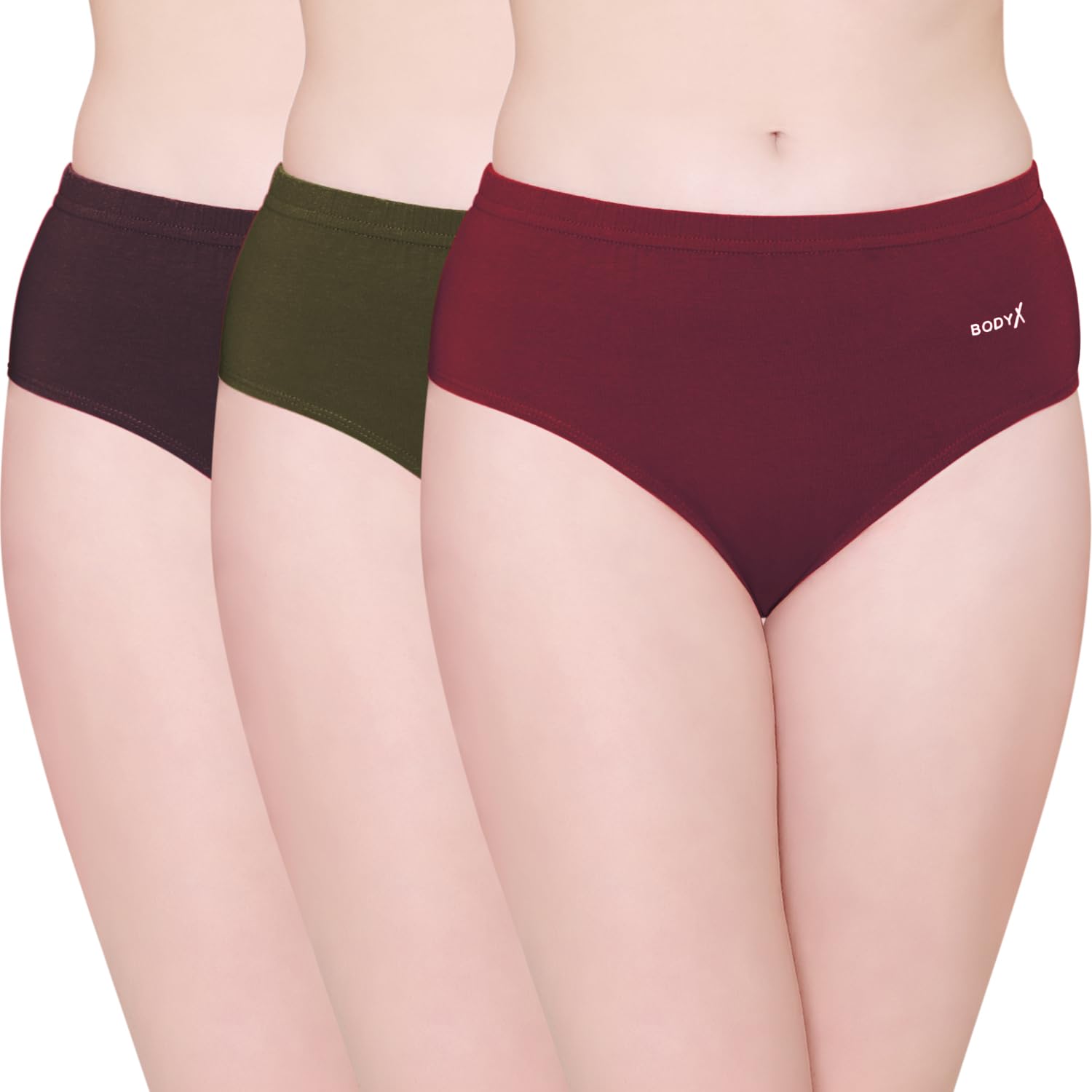 body BodyX Women Pure Cotton Mid-Waist| Hipster Panties, Pack of 3 – Multicolour BX507-D-picture-23