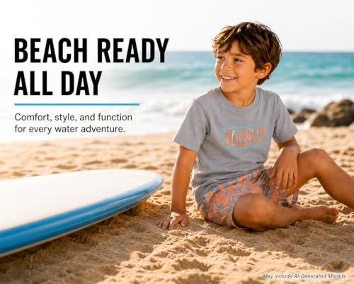 Image of Volcom Baby Boys Swim Set - 2 Piece Short Sleeve Swim Shirt Graphic Tees & Board Shorts - Infant Toddler Little Boys Swimsuit