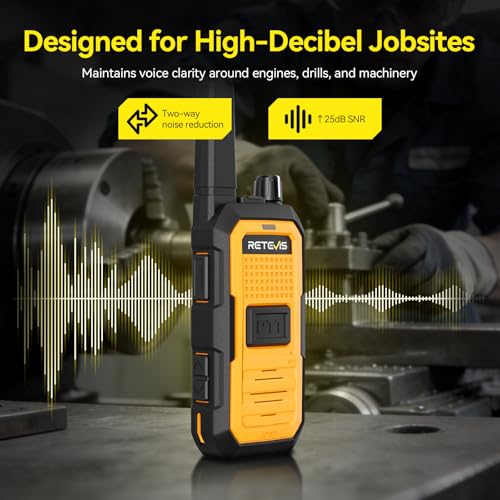 Image of Retevis RB48A IP67 Waterproof Walkie Talkies Long Range Adults, Heavy Duty 2 Way Radio, Noise Reduction, Large PTT, 1000mW Speaker, 23-Hour, Rechargeable, for Manufacturing Construction (10 Pack)