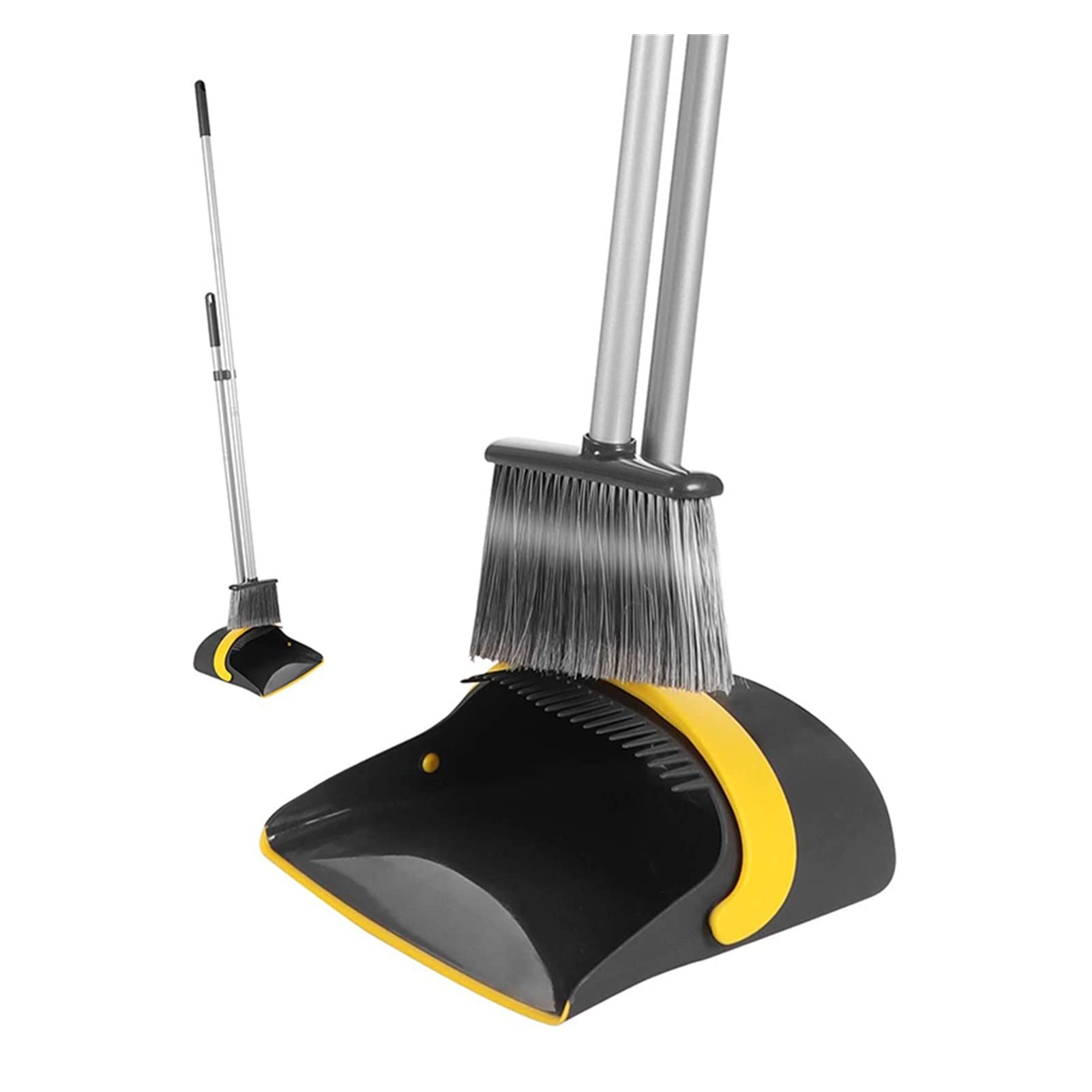 Besen und Kehrschaufel Besen und Kehrbücher Set Borsten aufrecht stehung leichte Gewicht Langer Griff Besenkamm Indoor Outdoor for Hausküche Besen und Kehrschaufel Set