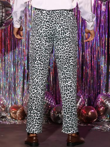 Lars Amadeus Animal Printed Dress Pants for Men's Flat Front Regular Fit Party Trousers3