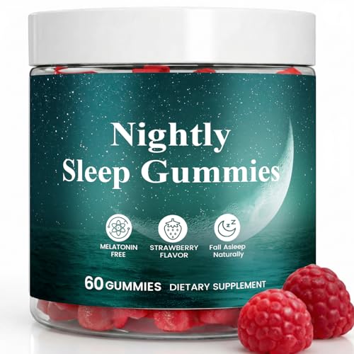 TOGOLIUN Nightly Sleep Gummies for Adults Sleep Gummies No Melatonin with Magnesium L-Theanine GABA and Glycine Calm Mind & Restful Sleep Support Strawberry Flavor 60 Gummies 1 Bottle