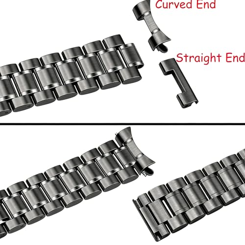 Image of Juntan 20mm 22mm Stainless Steel Watch Band Curved End Straight End for Men Women Metal Watch Bands Strap Quick Release Replacement Bracelet with Double Folding Buckle Silver