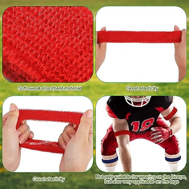 Suhine 48 Pcs 1 Inch Soft Bicep Bands for Football Sweat Wicking Football Arm Leg Bands Multicolor Drip Bicep Band Dry Comfortable Sweatband Armband for Men Football Running Soccer Baseball Activities