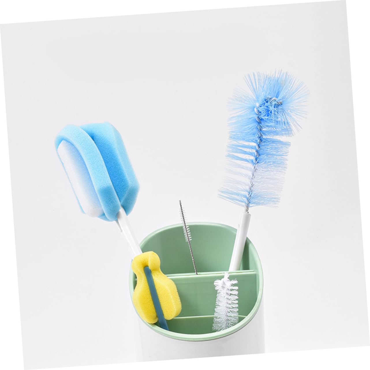BUTIFULSIC 5pcs Bottle Brush Bottle Cleaning Brush Flexible Scrub Brush Bottle Cleaner Pacifier Cleaner Long Handle Cleaner Brush Perspex Cleaner Flexible Cleaner Brush Sponge Blue