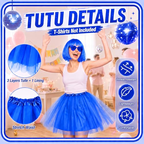 Image of 24 Pcs 6 Sets Wigs Tutus Glasses for Women Costume,Royal Blue,Straight