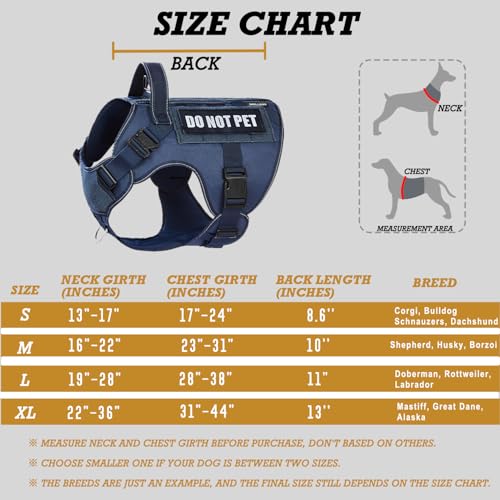 Image of Tactical Dog Harness for Large Dogs, Heavy Duty Dog Harness with Handle, Adjustable Reflective Military German Shepherd Dog Vest Harness with Do Not Pet Patches for Hiking Training Blue
