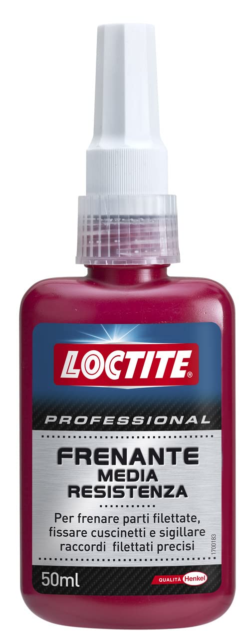 Loctite Professional Frenante Media Resistenza, Adesivo Sigillante Anaerobico, per Frenare Parti Filettate, Fissare Cuscinetti, Sigillare Raccordi Filettate, Trasparente, 50 ml