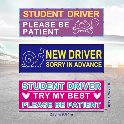 Image of 3 Pcs New Driver Magnet, Magnetic Removable Novice and Student Driver Safety Stickers for Accessories Bumper