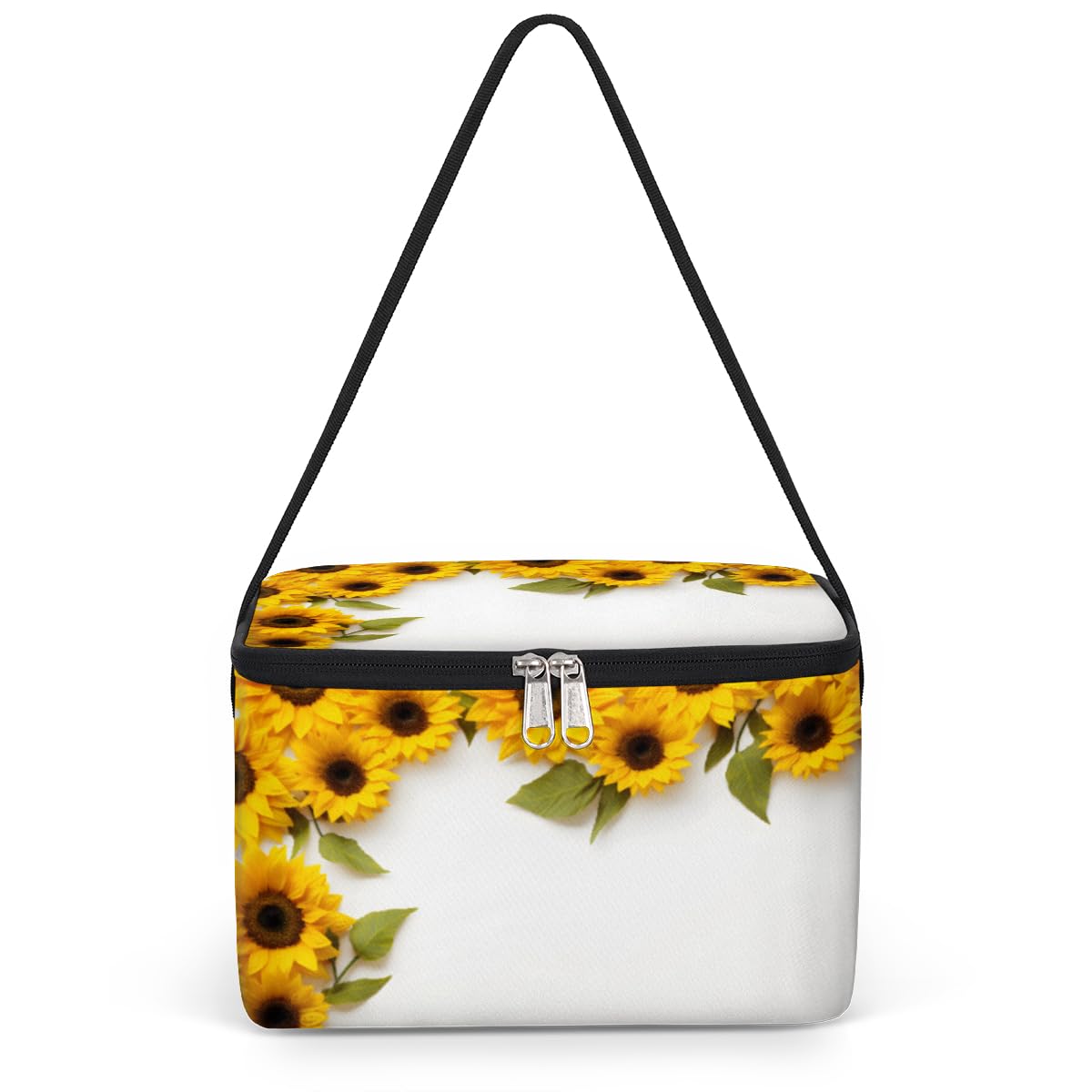 GzLeyigou Sunflower Decor Lunch Bags for Women Men 9 Cans, Hot & Cold Food Delivery Bag Insulated Grocery Bag Insulated Lunch Box Sunflower Cooler Bag for Office Work Picnic Beach