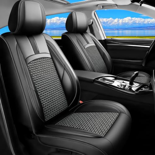 Image of Fit CX-5 Car Seat Covers for Mazda CX-5 2013-2024 2025 2026-Upgraded Premium Waterproof & Breathable Leather, Airbag Compatible, All-Weather Seat Cushion Protector,Full Set,Black
