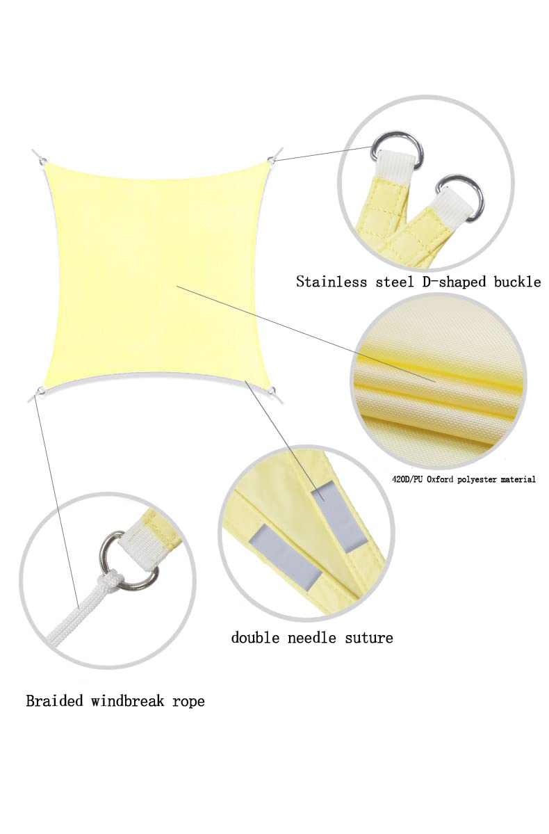 Tenda parasole triangolare impermeabile, protezione UV, riparo dalla pioggia per giardino e laghetto, colore crema, 3 x 3 m, con kit di fissaggio per uso esterno