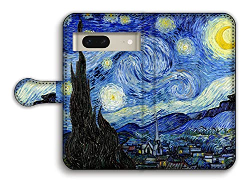 手帳型 Google Pixel 9/9 Pro互換 スマホケース 【世界の名画】 ゴッホ ☆印象派☆ 情熱 ポスト印象派 風景 絵画 芸術 アート (星月夜)