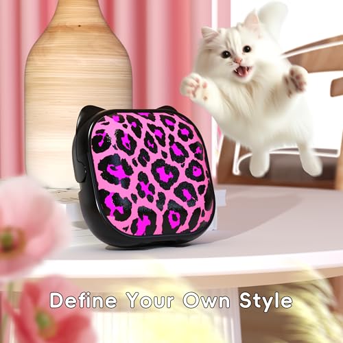 Image of for AirPods 4 Case with Cleaning Kit, Cute Cat Ear Print Design & Cute Buckle, Inverted Phone Holder Design, Top Safe Lock Buckle Design, for Girls AirPods 4 case 2024, Rose Leopard