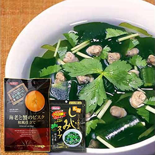 トーノー 海老と蟹のビスク 和風仕立て 6食入り&しじみスープ 10人前入り 各1袋お試しセット